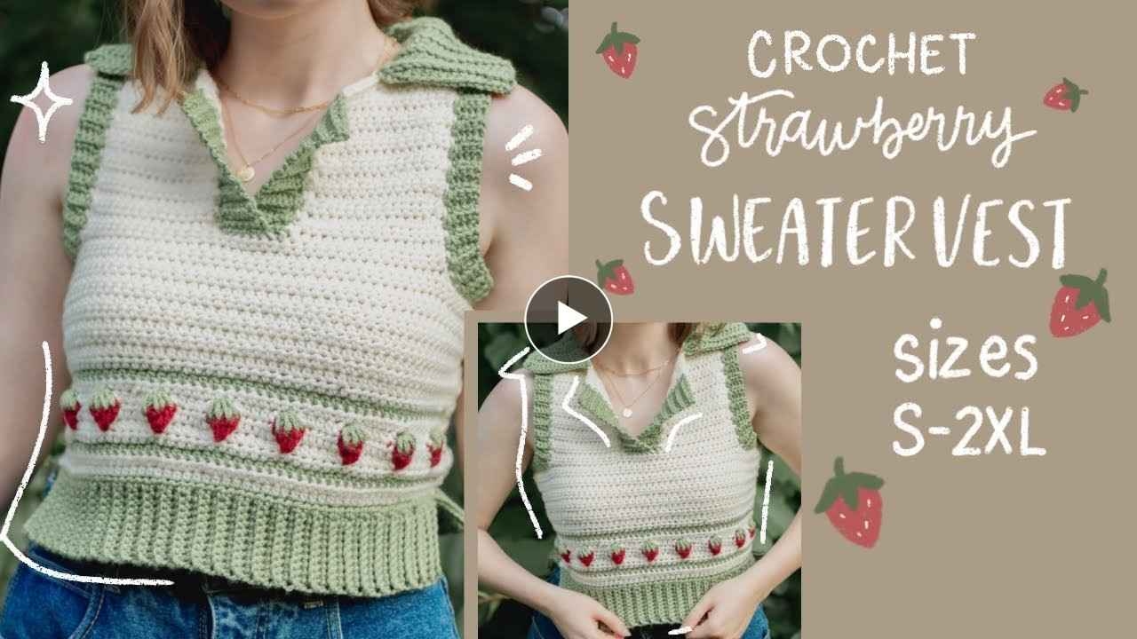 Simple Crochet Strawberry Sweater Vest | Hayhay Crochet